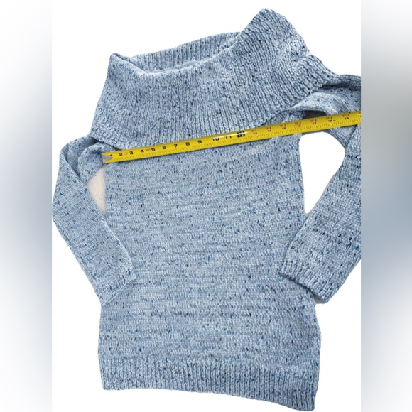 LC Lauren Conrad Chenille Off Shoulder Sweater Blue Marl Size M NWT $50 - Picture 8 of 9